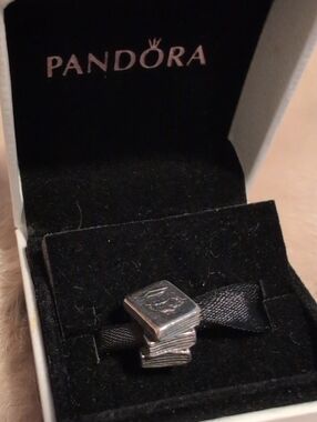 Retired Pandora Silver Stacked Book Charm - Silver